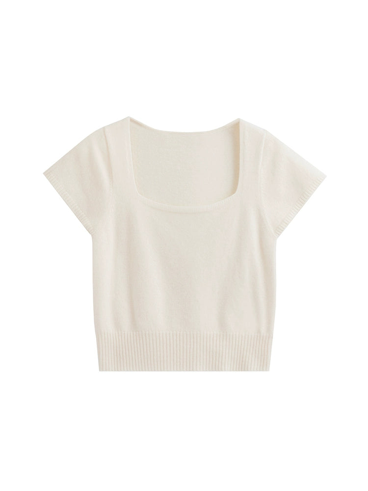 French Square Neck Knit Tops