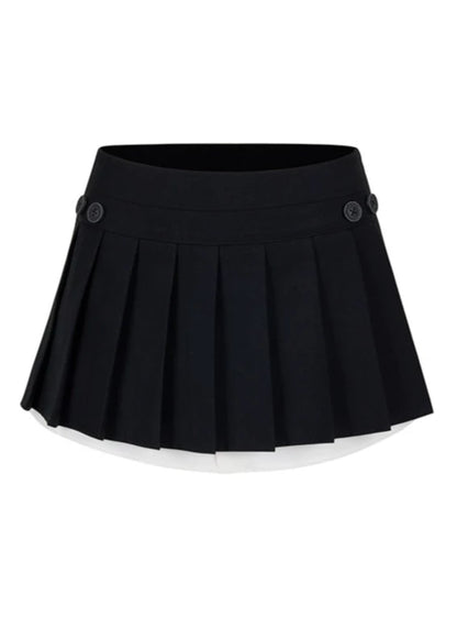 Luxury fake two-piece pleated A-line skirt