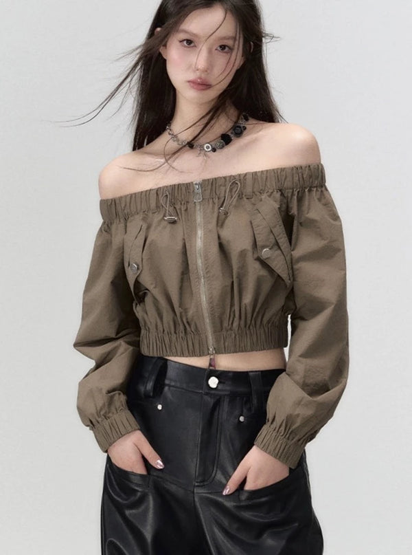 One-shoulder top and skirt two-piece set