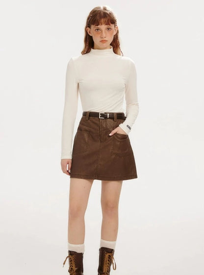 A-LINE PU LEATHER SKIRT