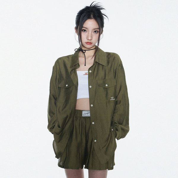 Chemise décontractée Short à motif plissé