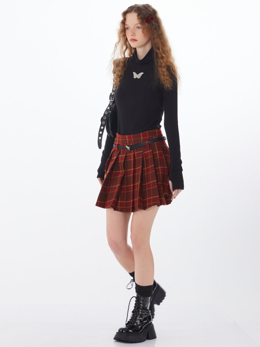 A-Shaped Subtotic Pleated Skirt