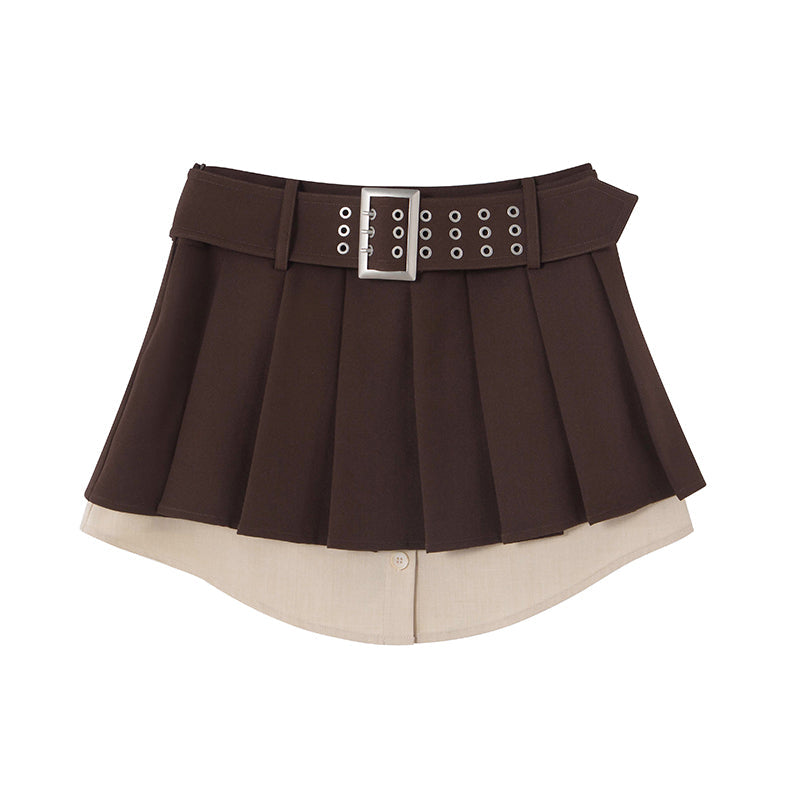 A-line pleated short skirt
