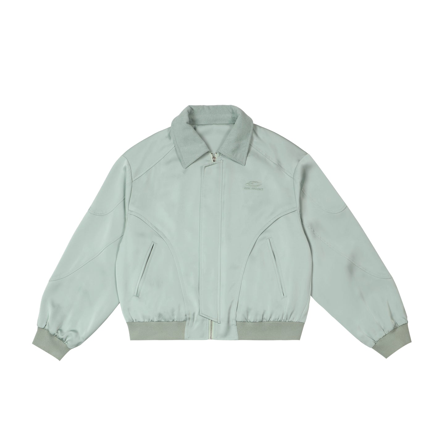 Zipper Plain Single Piece Green Jacket