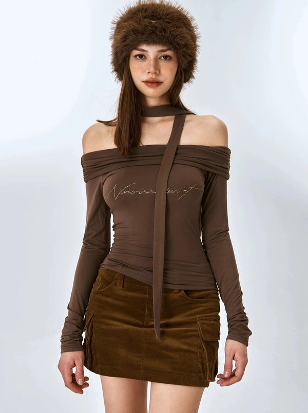 American straight shoulder long sleeve T-shirt