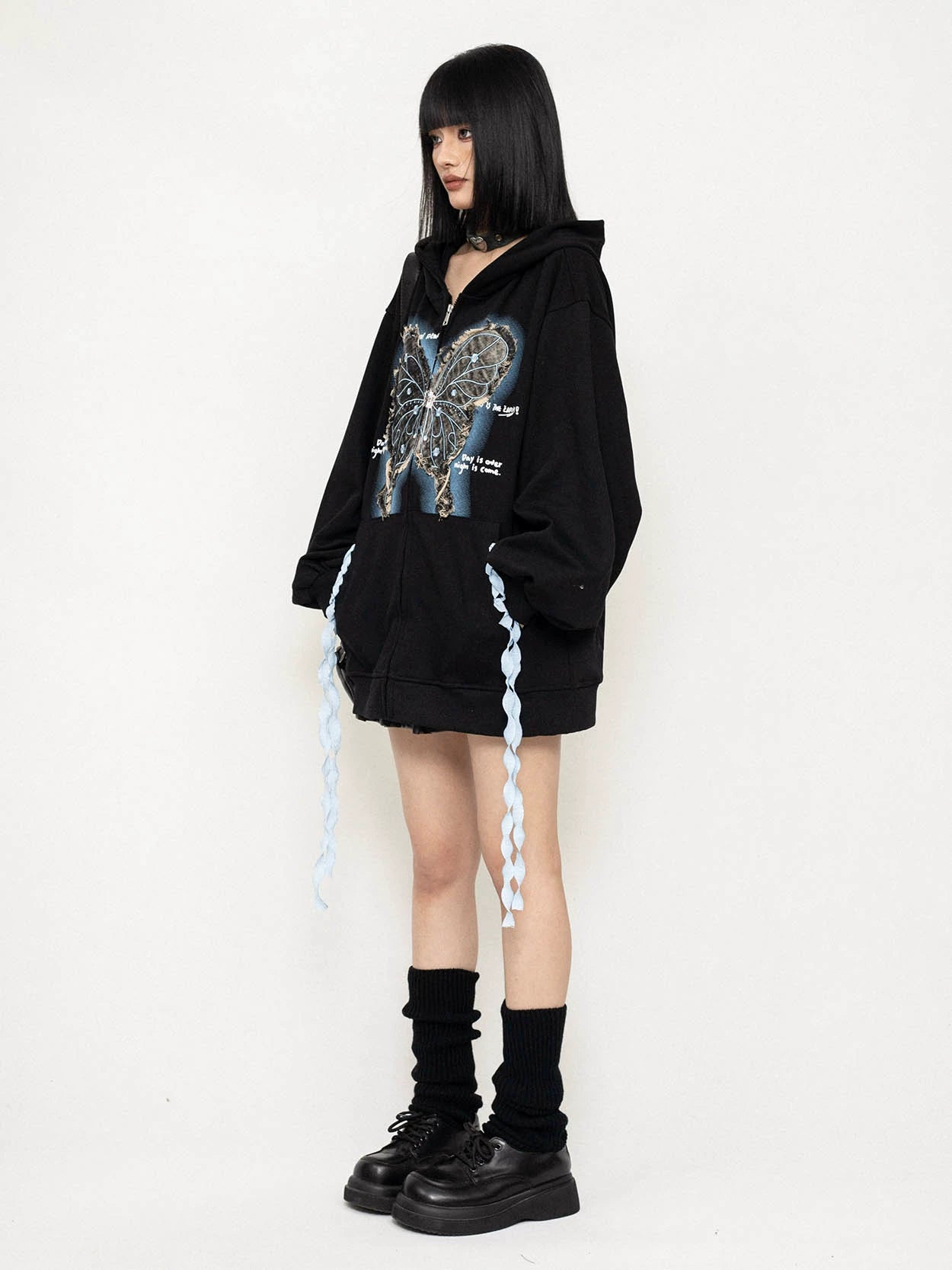 Subculture Hooded Cardigan Sweatshirt Coat