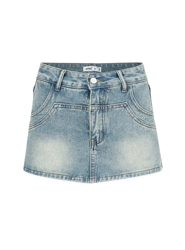 American Fit Slim A-line Short Denim Skirt