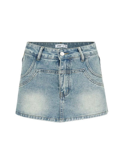 American Fit Slim A-line Short Denim Skirt
