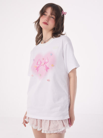 Ribbon Logo Print T-Shirt