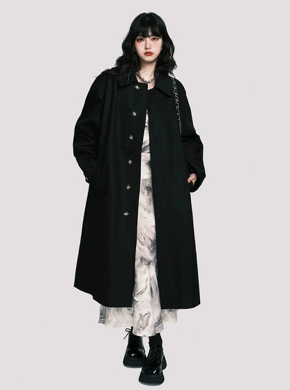 Loose Casual Midi Trench Coat Jacket