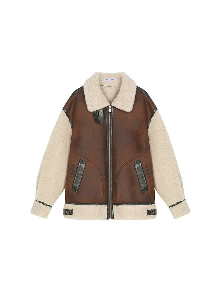 Fur One-iece Leather Jacket