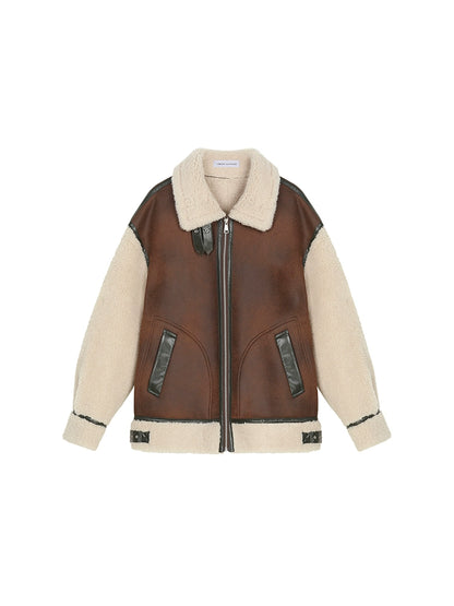 Fur One-iece Leather Jacket
