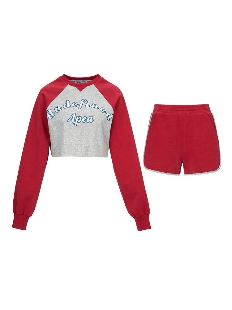 Long Sleeve T-shirt Casual Sports Shorts Set