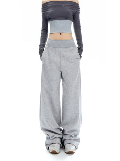 Ribbed Stitching Waistband Mop Pants