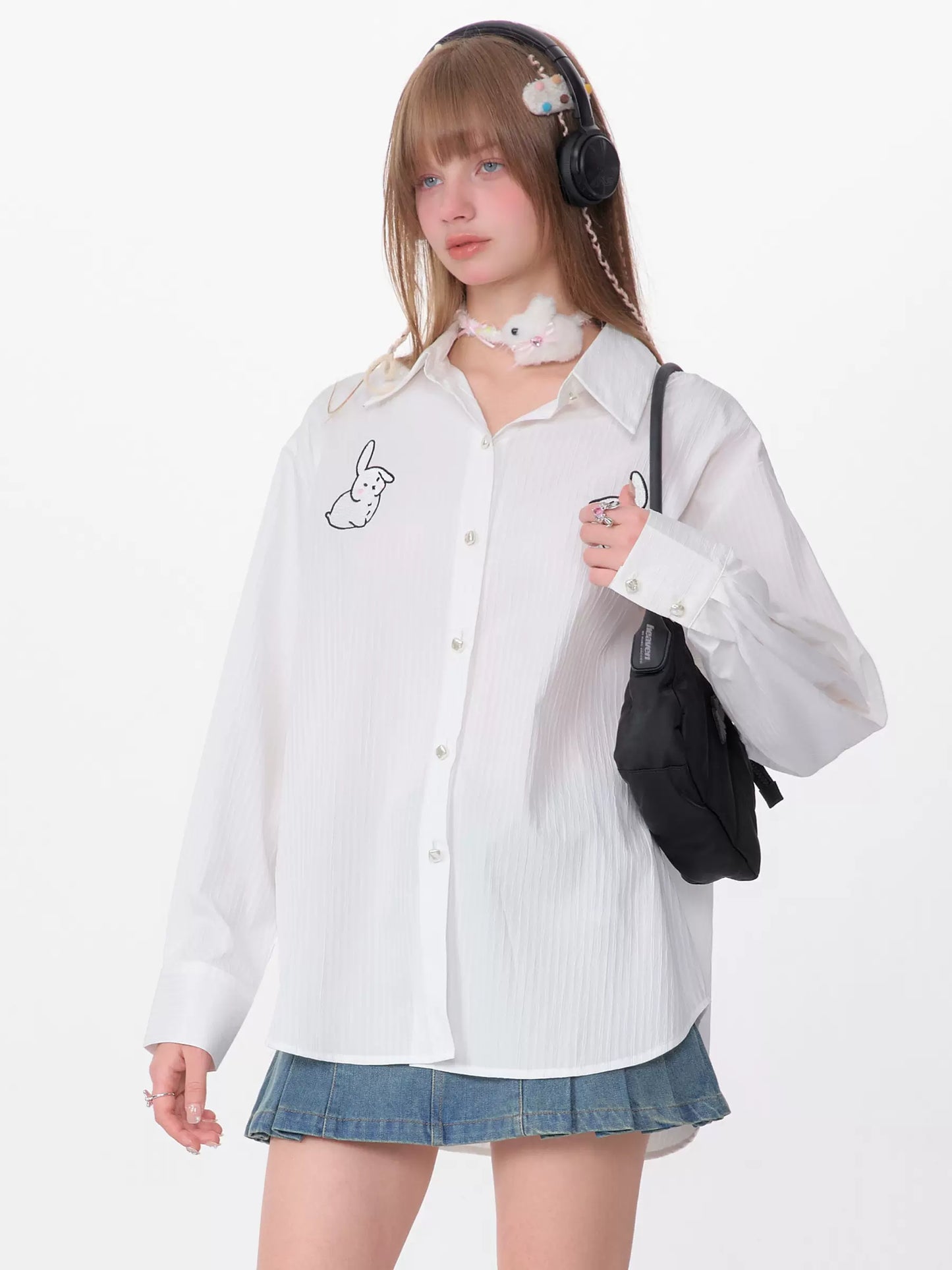 American Retro Embroidery Long Sleeve Shirt