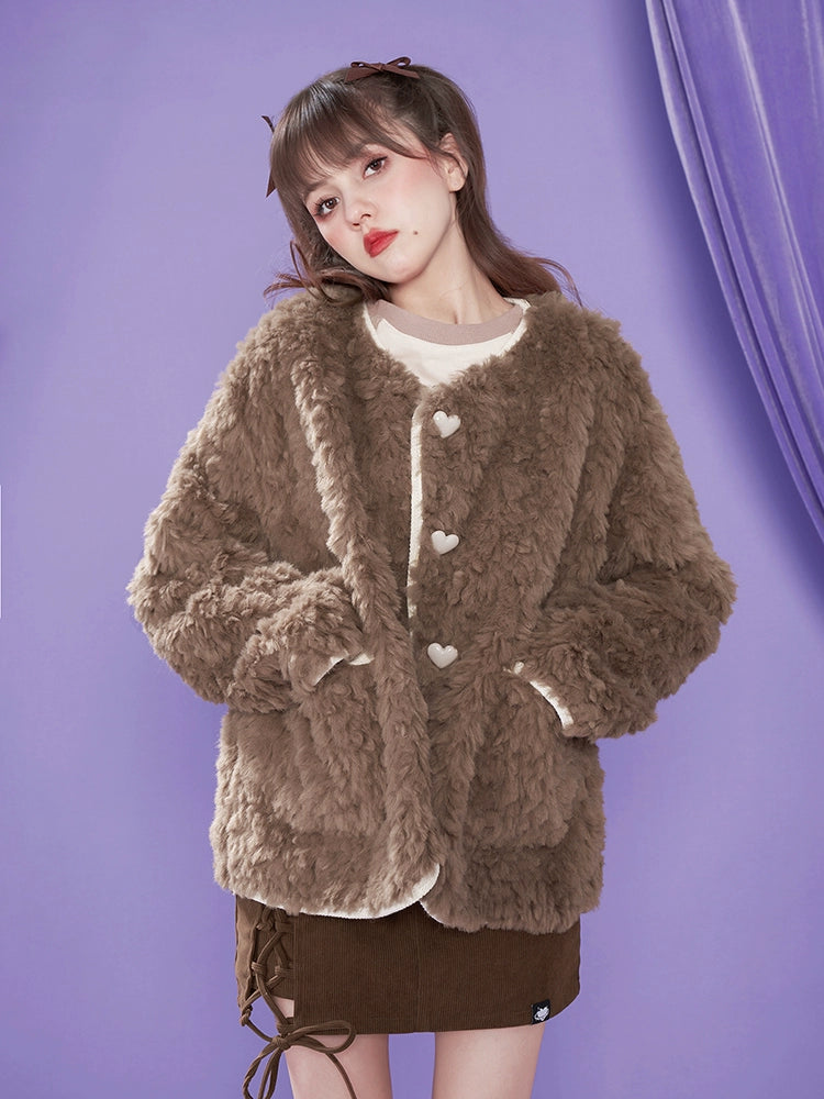 Imitation fur loose coat