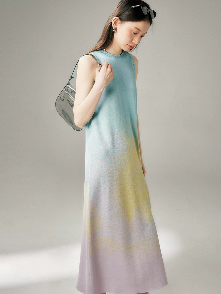 Gradient Ribbed Tencel Maxi Dress