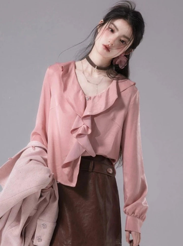 ruffled collar shirt