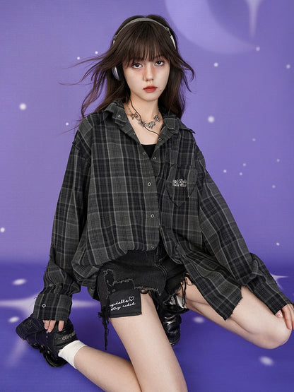 Plaid Loose Long-sleeved Shirt