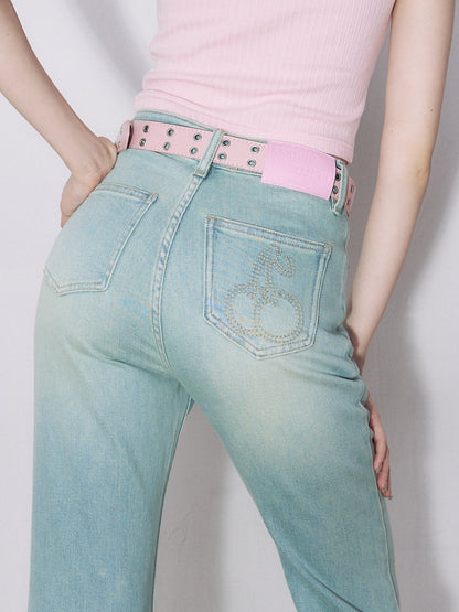 Light Blue High Waist Straight Denim