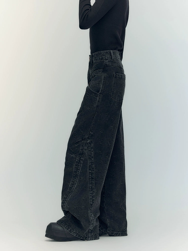 Black Slim Wide-Leg Jeans