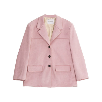 Suede pink blazer coat