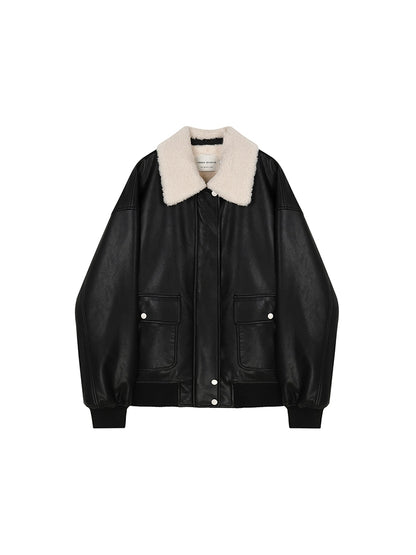 Fleece Collar Black Jacket