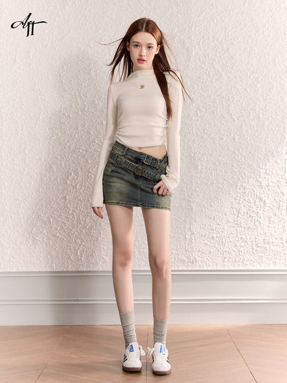 KNIT SWEATER BASE LAYER TIGHT SLEEVE TOP