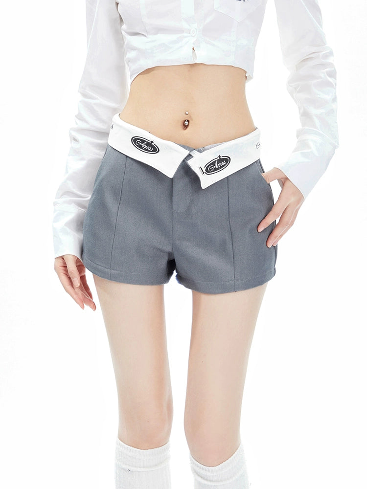 Retro Reversed Waist Head Casual Shorts