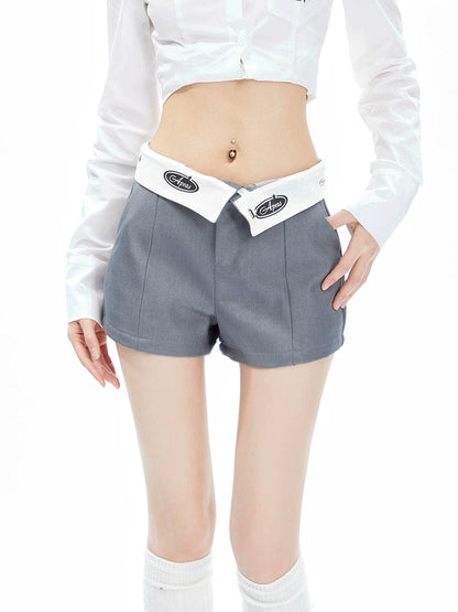 Retro Reversed Waist Head Casual Shorts