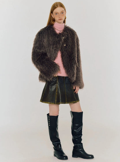 Loose eco-friendly fur box Jacket