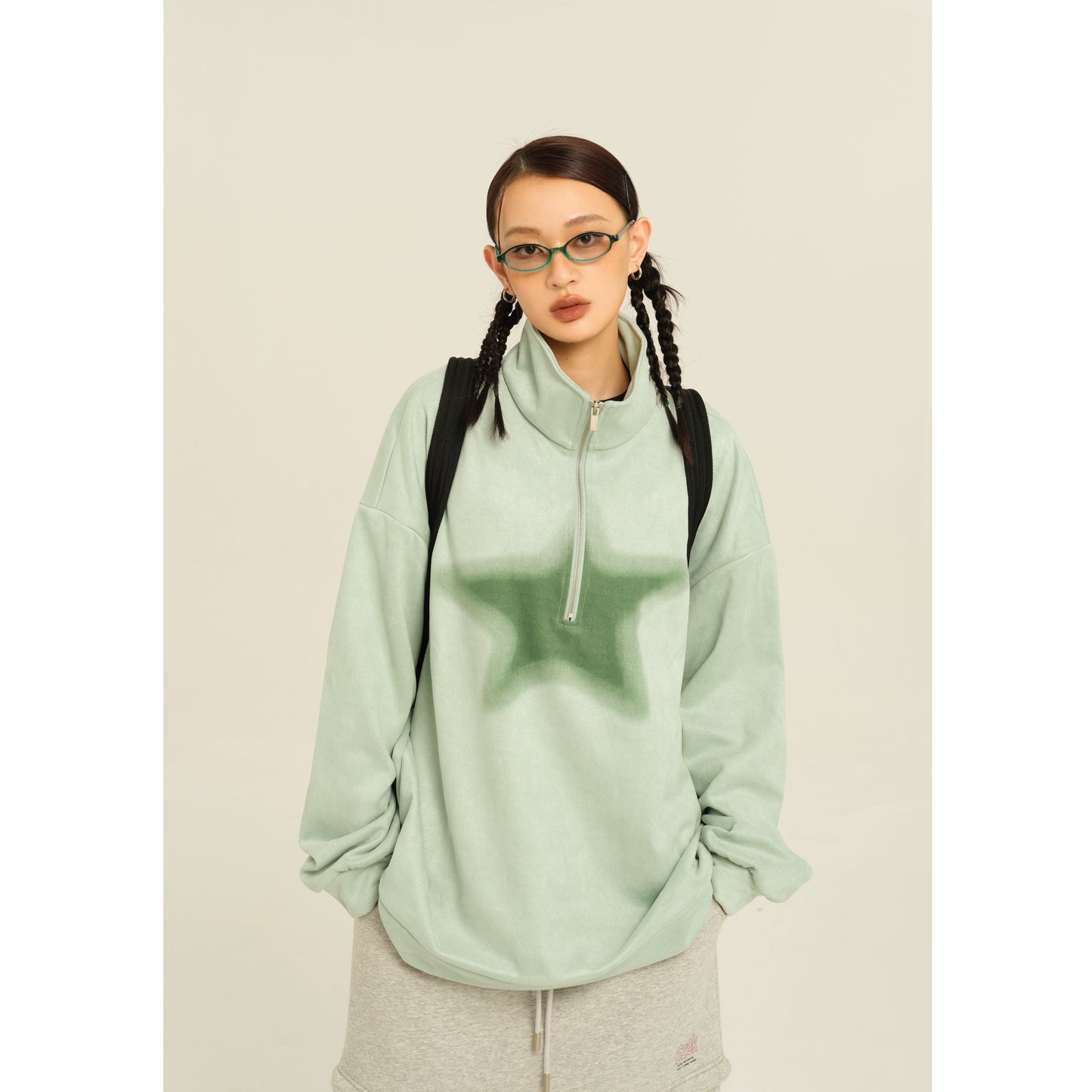 Hoodie polo collar sweater outer