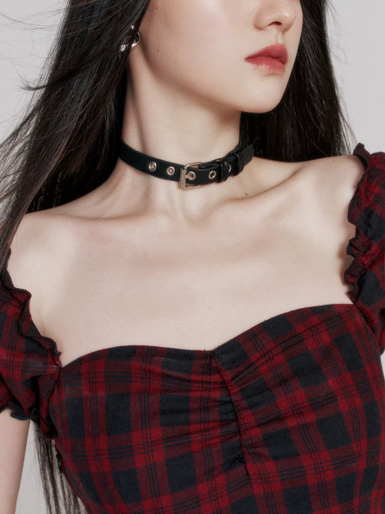 Punk Rock Bike Girl Leather Choker