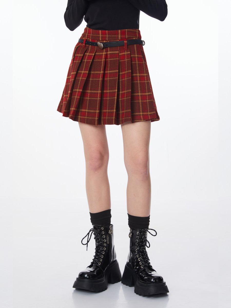 A-shaped Subtotic Pleated Skirt