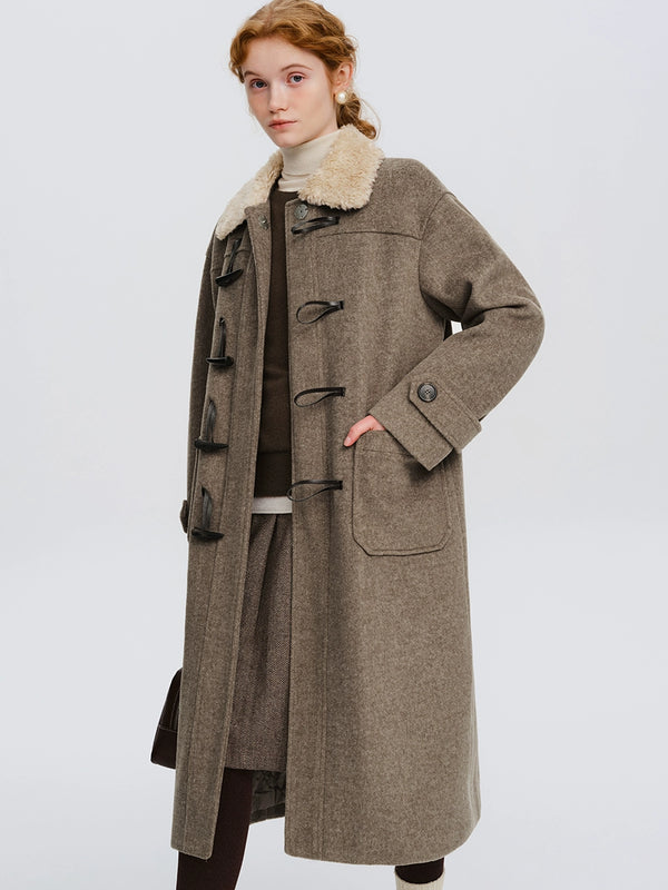 Long Lamb Cow Horn Button Coat