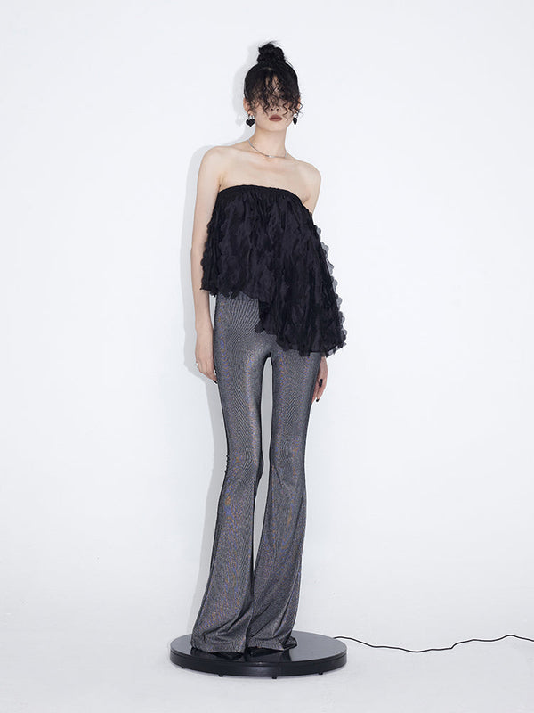 Asymmetrical Ruffle Tube Top