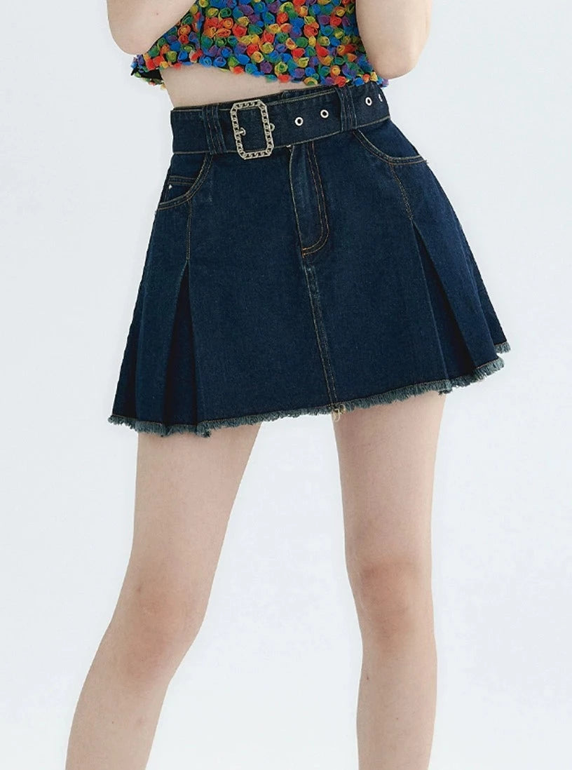 Elastic Waist Denim Skirt