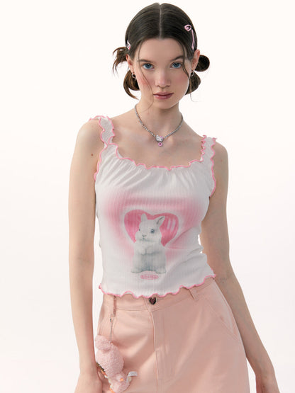 Rabbit Camisole White×Pink