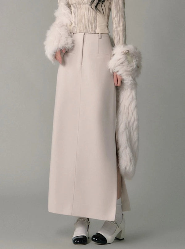 high-waisted suit skirt