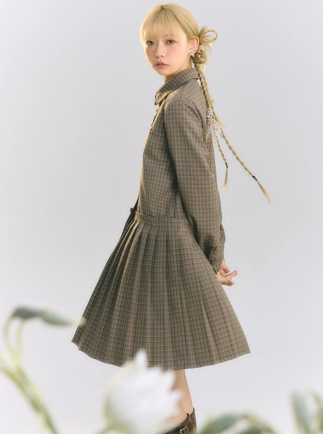 Collar Vintage Plaid Dress