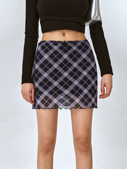 American Stretch Mesh Pattern Hip Skirt