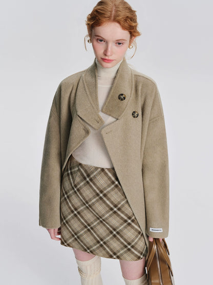 American plaid woolen half skirt