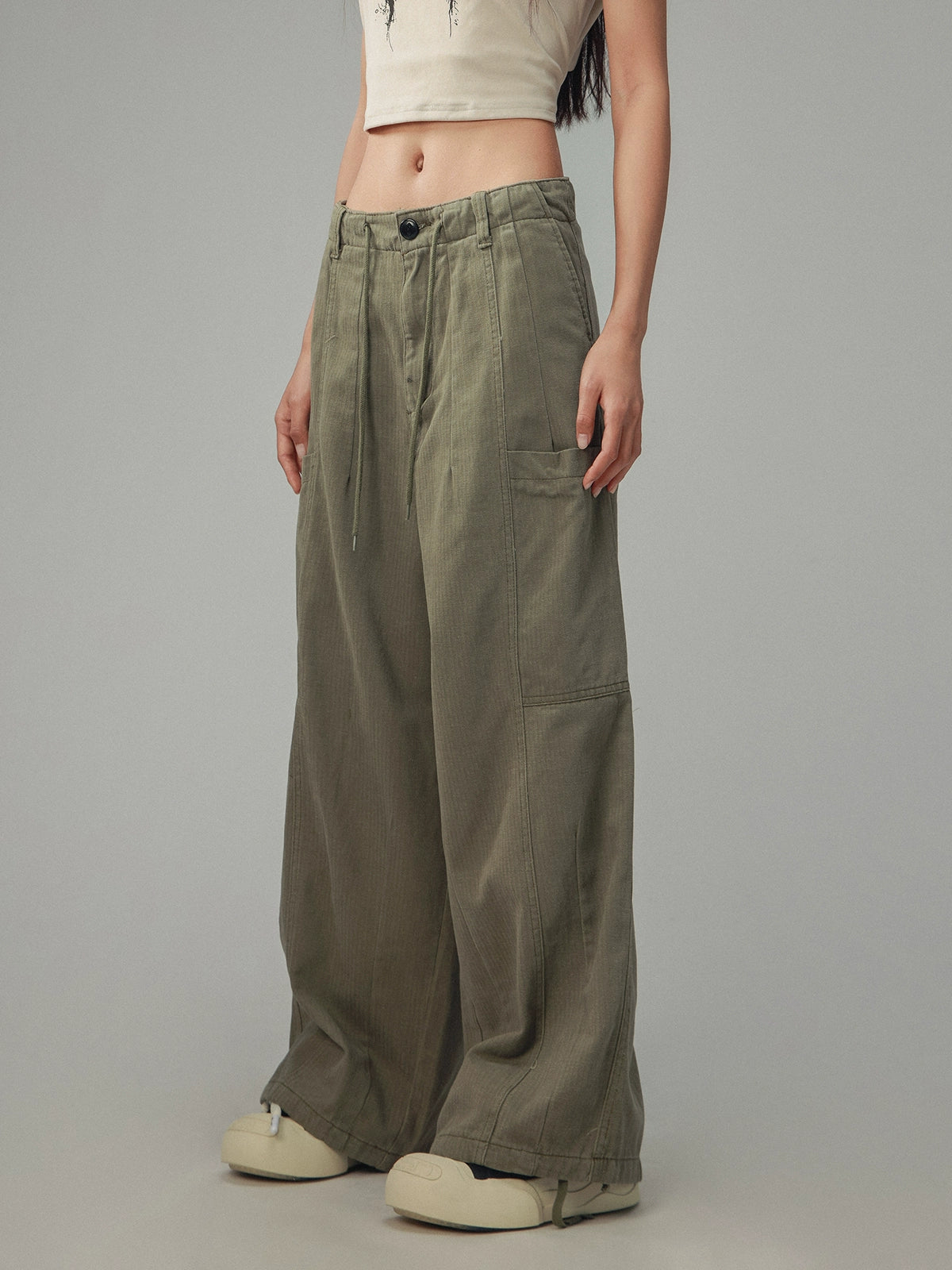 American retro large pocket workwear pants