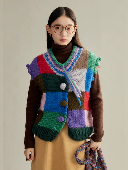 hand-woven vest cardigan sweater