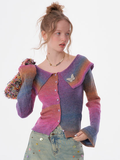 Flared sleeves knitted jacket