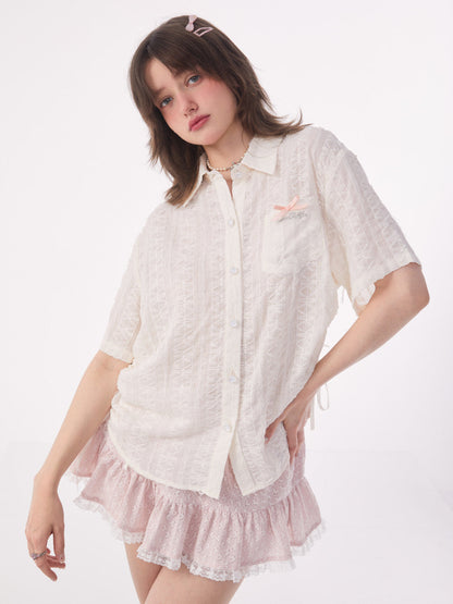 Retro Lace Short Sleeve Shirt