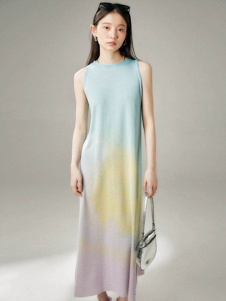 Gradient Ribbed Tencel Maxi Dress