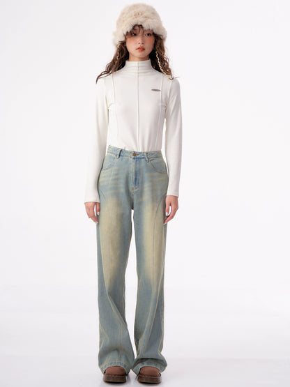 American high waist wide leg jeans pants