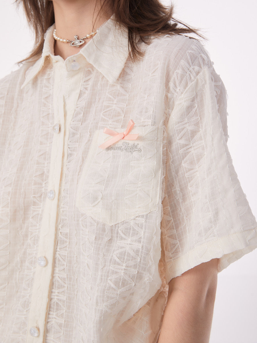 Retro Lace Short Sleeve Shirt