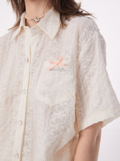 Retro Lace Short Sleeve Shirt